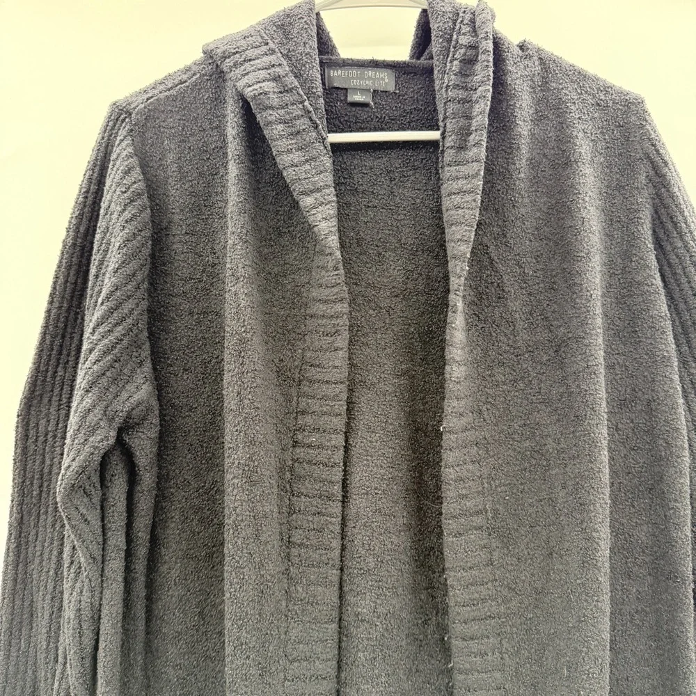 Barefoot Dreams‎ CozyChic Ultra Lite Hooded Cardigan Women’s Size Large Black